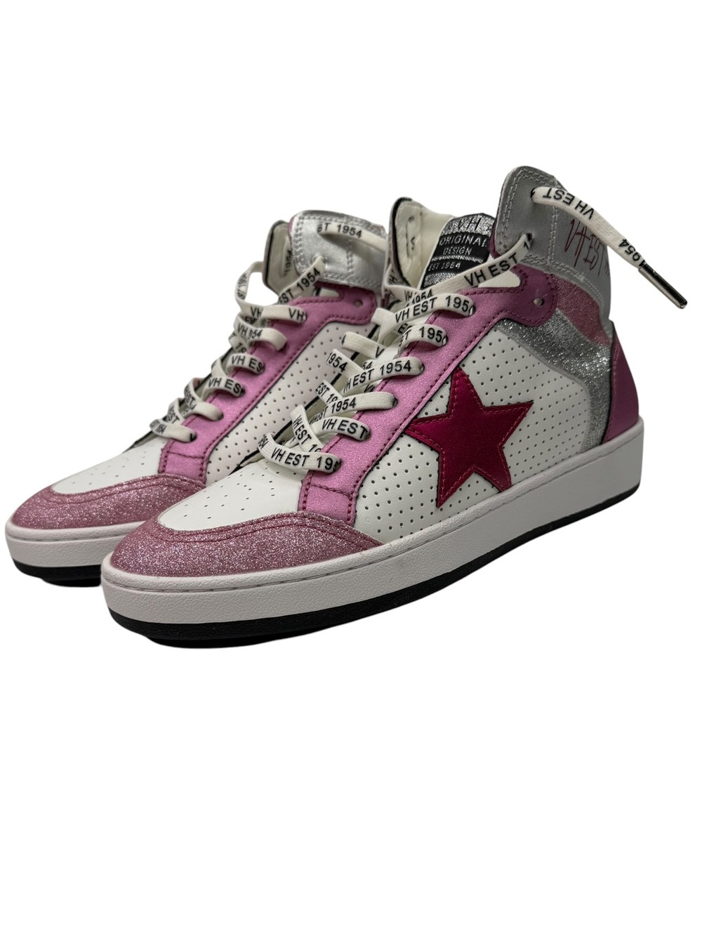 NWOB Vintage Havana Dream Pink Star High-Top Sneakers - White & Pink